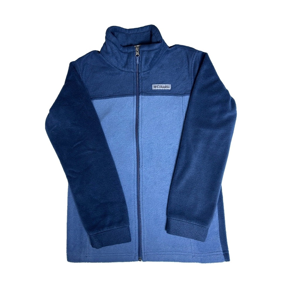 Columbia Boys Fleece Jacket Youth Boys Medium Blue Two Toned Full Zip - Picture 1 of 5